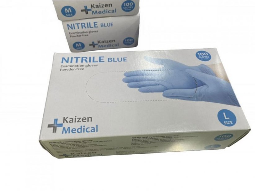 Nitrilové vyšetřovací rukavice (MDR), nesterilní, 100 ks - Kaizen Medical